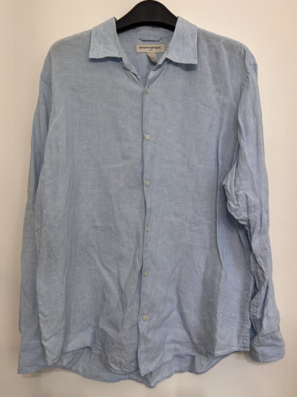 BANANA REPUBLIC 100% LINEN MENS BLUE SHIRT XL